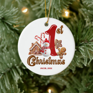Söt första jul julgransprydnad keramik
