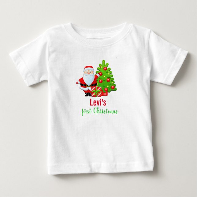 Söt första julen tecknad tomte t shirt (Framsida)