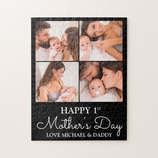 Söt första mors dag modern fotokollage pussel (Vertikal)