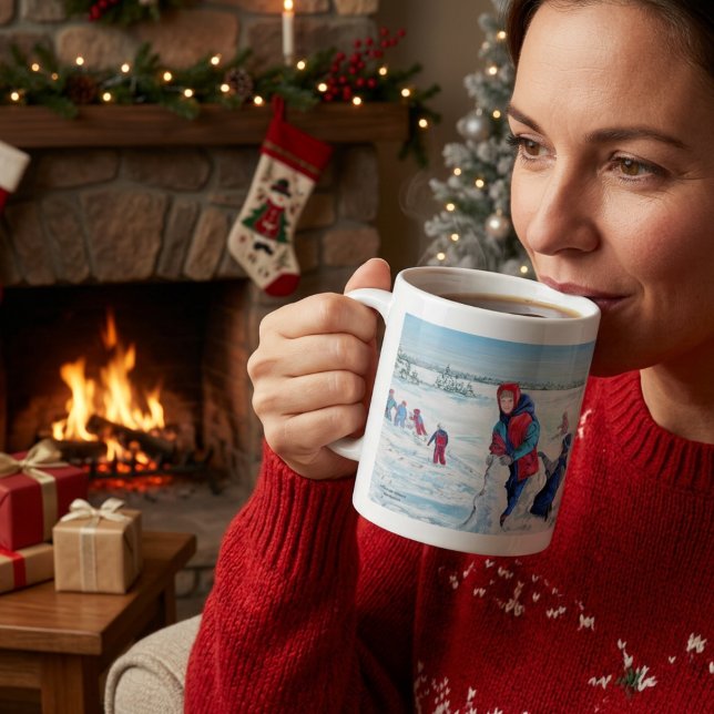 Söt första snöfall vinter scen kaffemugg (Skapare uppladdad)