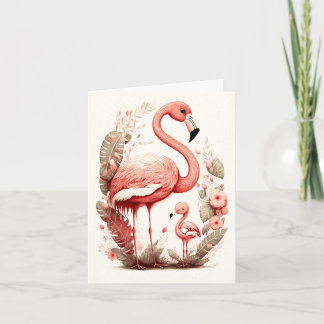 Söt förtjusande mamma och bebis Flamingo-kort Kort