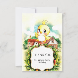 Söt Förtrollad Kyckling Födelsedag Tack Kort