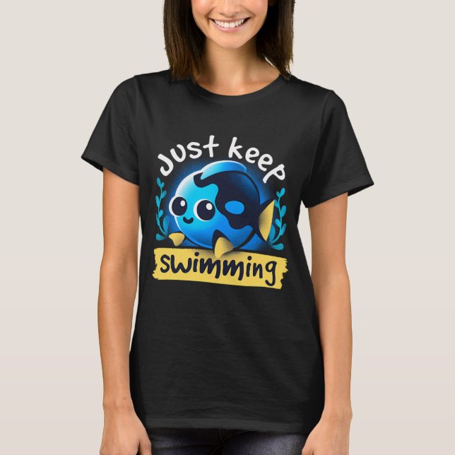 söt, fortsätt simma t shirt (Framsida)