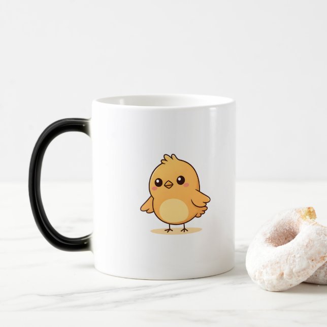 Söt Förvirrad Kyckling Minimal Tecknad Magisk Mugg (Med munk)