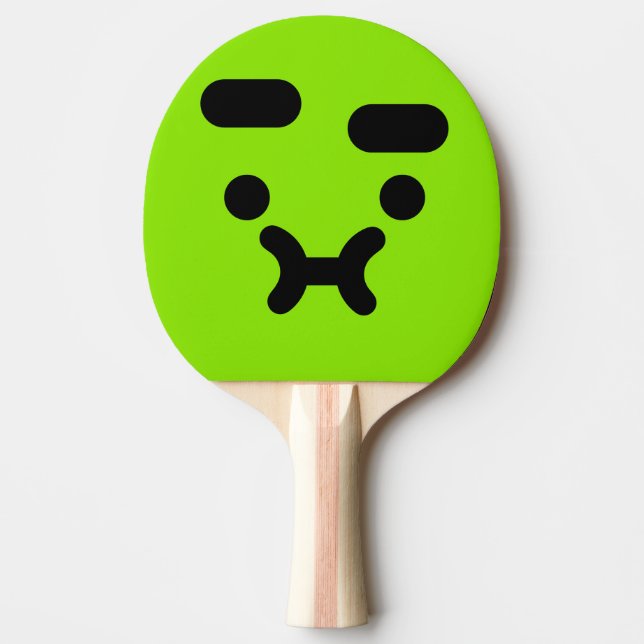 Söt Förvirrad Sårad Ansikte Grön Pingisracket (Framsidan)