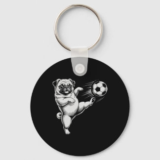 Söt fotboll Pug Pappa Hund Kommer Att Spela Klubbm Nyckelring