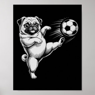 Söt fotboll Pug Pappa Hund Kommer Spela Klubb Mål Poster