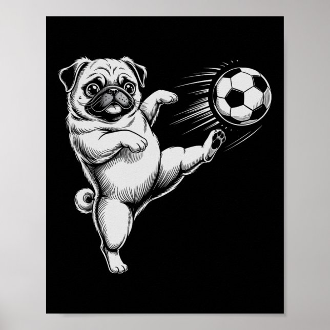 Söt fotboll Pug Pappa Hund Kommer Spela Klubb Mål  Poster (Framsidan)