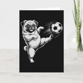 Söt fotboll Pug Pappa Hund Ll Spela Klubb Mål Barn Kort