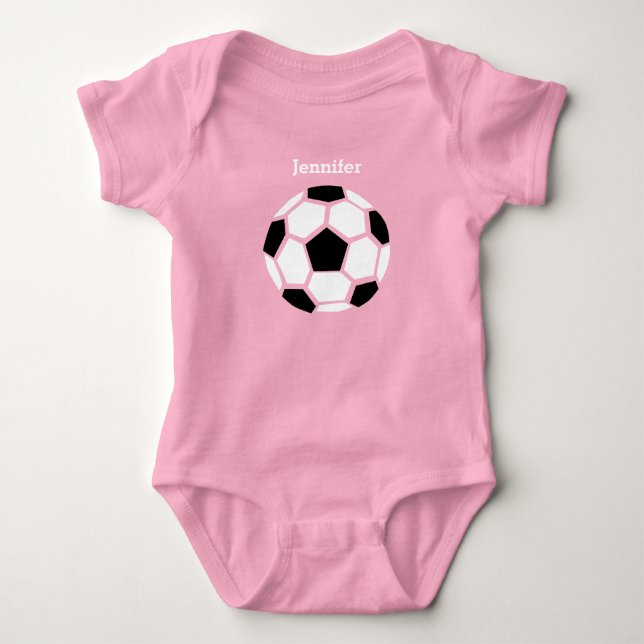 Söt fotbolls-personligad baby sport t-shirt (Framsida)