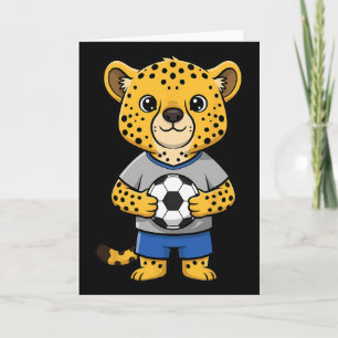 Söt fotbollsghepard fotbollsspelare djur sport kort