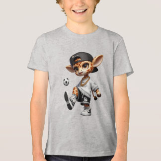 Söt fotbollsgiraff för barn t shirt