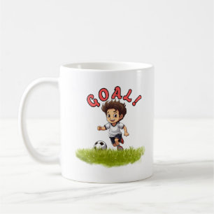 Söt fotbollskille tecknad sportdesign kaffemugg
