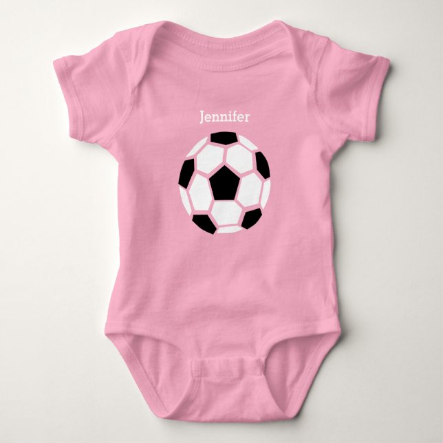 Söt fotbollspersonaliserad baby sport t-shirt (Framsida)