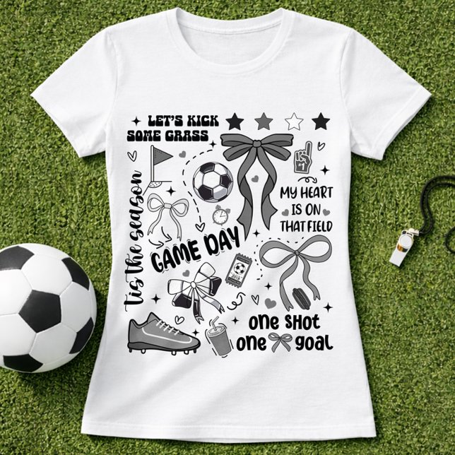 Söt fotbollsspel Dags för rosett Kollage Coquette T Shirt (Skapare uppladdad)