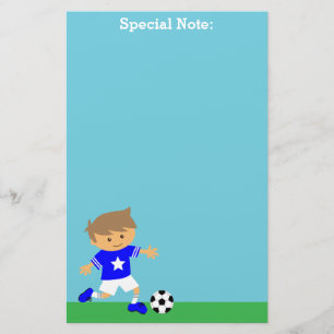 Söt fotbollsstjärna pojke, fotbollstema brevpapper