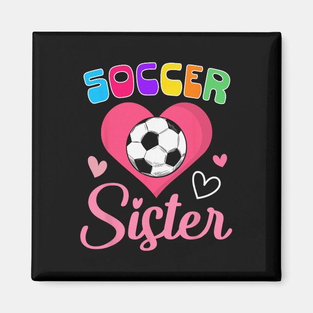 Söt fotbollssyster hjärta  magnet (Framsidan)