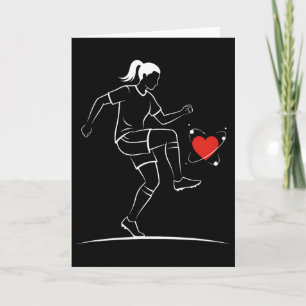 Söt fotbollstjej Alla hjärtans dag-design Hjärta K Kort