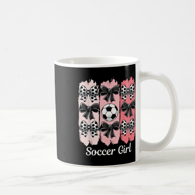 Söt fotbollstjej Coquette Bow Fotbollstjej Fotboll Kaffemugg (Höger)