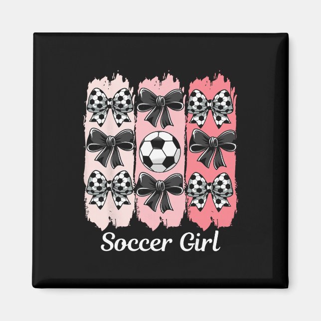Söt fotbollstjej Coquette Bow Fotbollstjej Fotboll Magnet (Framsidan)