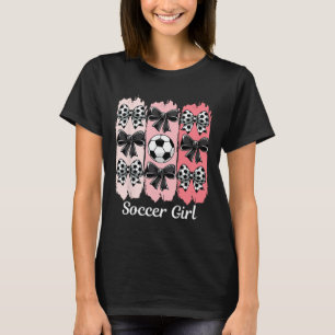 Söt fotbollstjej Coquette Bow Fotbollstjej Fotboll T Shirt