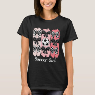 Söt fotbollstjej Coquette Bow Fotbollstjej Fotboll T Shirt