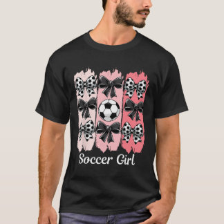 Söt fotbollstjej Coquette Bow Fotbollstjej Fotboll T Shirt