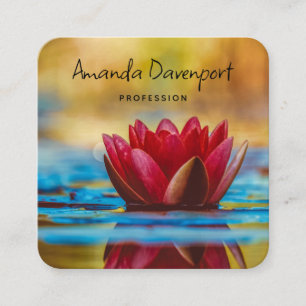 Söt Foto av en Lotus Flower i en damm Fyrkantigt Visitkort