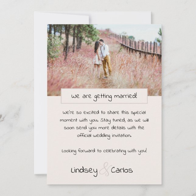 Söt foto Bröllopsklänning Siluett rodnad Spara Datumet (Baksida)