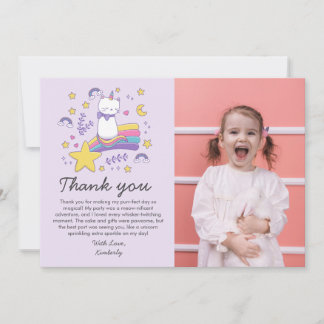 Söt Foto Enhörning Katt Barn Kalas Tack Kort