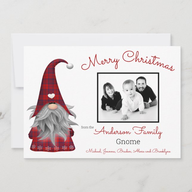 Söt Foto God Jul Tomte Personlig Gnome Julkort (Framsida)