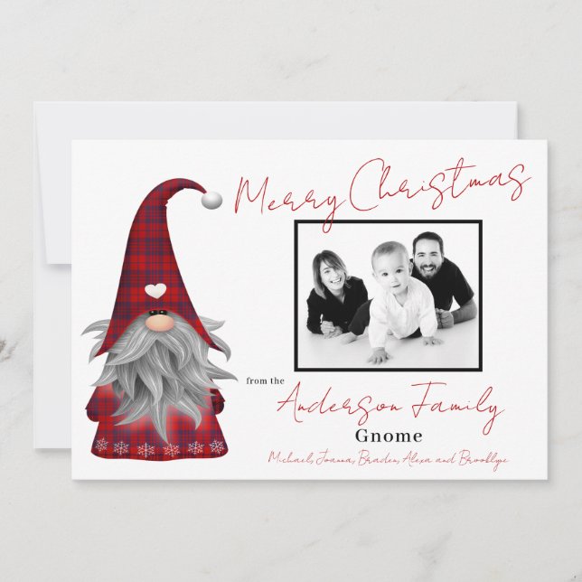 Söt Foto God Jul Tomte Personlig Gnome Julkort (Framsida)