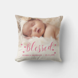 Söt Foto Rosa Lycklig Nyfödd Baby Födelse Kudde