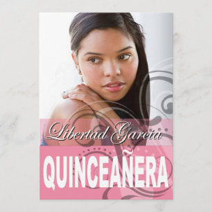 Söt fotofödelsedagsfest för 15 Quinceañera Inbjudningar