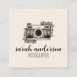Söt Fotograf Vintagekamera Fyrkantigt Visitkort