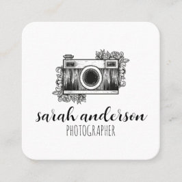 Söt Fotograf Vintagekamera Fyrkantigt Visitkort