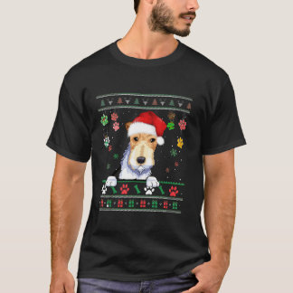 Söt Fox Terrier Hund Jul Tomte Rolig Ful Jul T Shirt