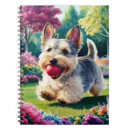 Söt Foxterrier jagar en drak i parken Anteckningsbok