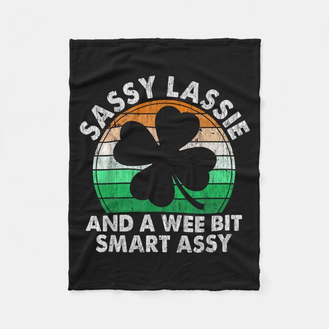 Söt fräck lilla irländsk shamrock rolig st patrick fleecefilt (Framsidan)
