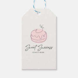Söt framgång börjar här | Cream Black Pink Bagare Presentetikett