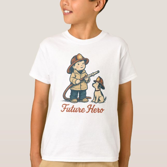 Söt framtida brandmannatröja t shirt (Framsida)