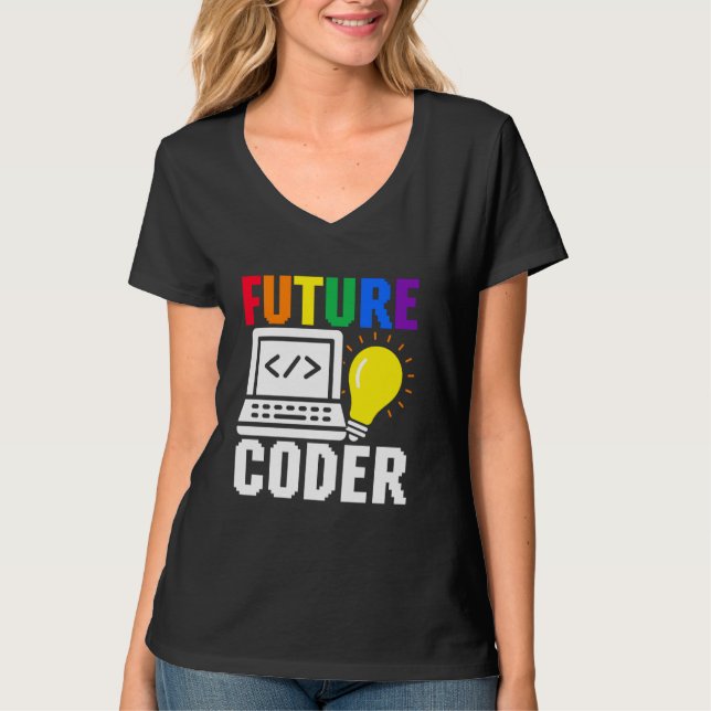 Söt framtida kodar unge karriär dataprogrammerare t shirt (Framsida)