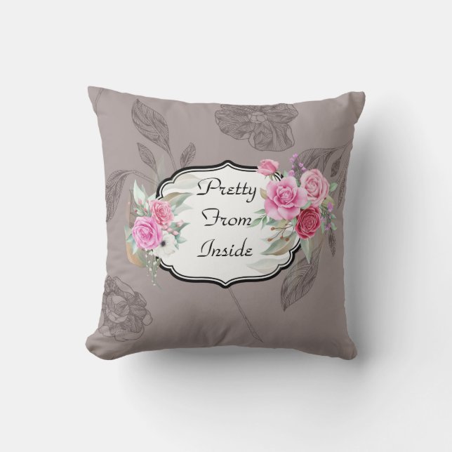 Söt från blommigten Inside Taupe Pillow Kudde (Framsida)