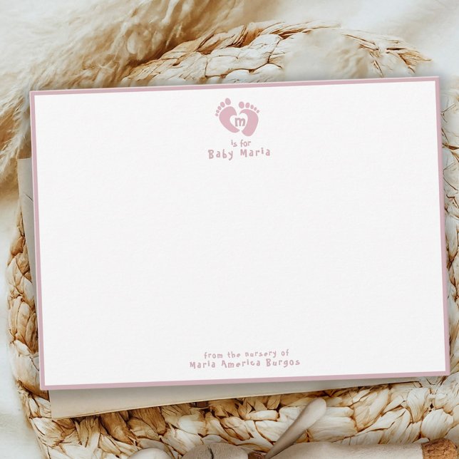 Söt från Rosa Monogram Nurserieskolan Anteckningskort (Skapare uppladdad)