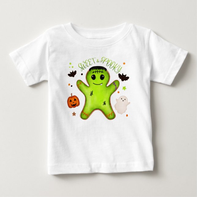 Söt Frankenstein-gingerbread-man Halloween-t-shirt T Shirt (Framsida)