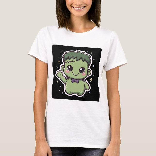 Söt Frankenstein-monster Halloween T-shirt (Framsida)