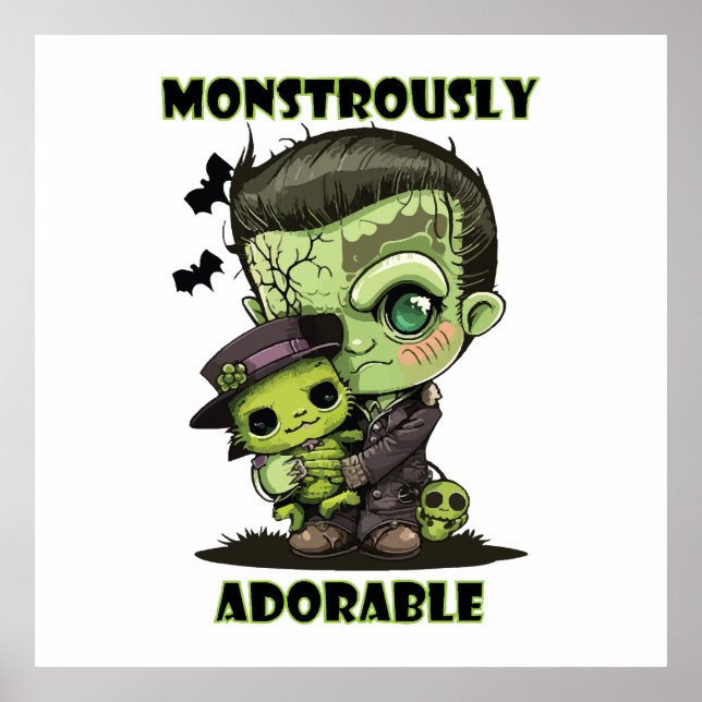 Söt Frankenstein-monster med plysch Poster (Framsidan)