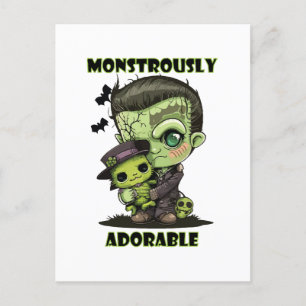 Söt Frankenstein-monster med plysch Vykort