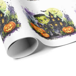 Söt Frankenstein-pojke Halloween-födelsedagsfest Presentpapper