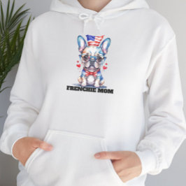 Söt fransk bulldog amerikansk flagga med hjärtan t shirt